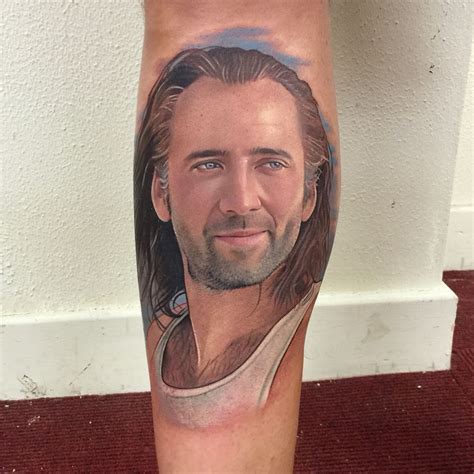 Nicholas cage, john malkovich ve john cusack gibi ünlü oyuncuların boy gösterdiği con air, bu tip geniş ve ünlü oyuncu kadroları yönetmekte farklı deneyimleri olan simon west'in yönetiminde çekildi. Portrait Tattoo of Nicholas Cage from the old Classic film ...