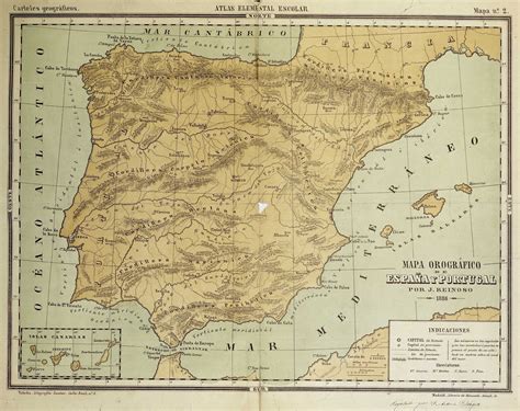 Montesdetoledo Mapa Orográfico De España Y Portugal 1886