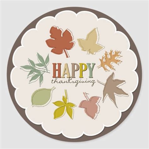 Colorful Thanksgiving Fall Leaves Holiday Sticker Thanksgivingstickers