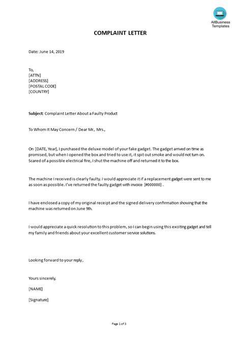 How to write a complaint letter for the product you bought ...