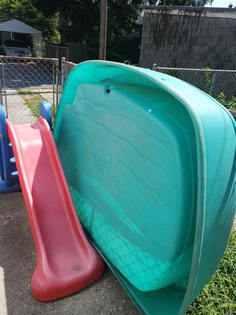 Made of plastic, the little tikes first slide is safe for little ones just learning how to balance themselves. LITTLE TIKES SWIMMING POOL WITH SLIDING BOARD for Sale in ...