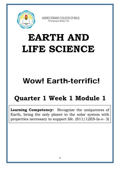 Solution Mod1 Earth And Life Science Planet Earth 1 Studypool