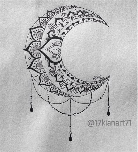 Bandw Moon Mandala Design Art Creative Drawing Mandala