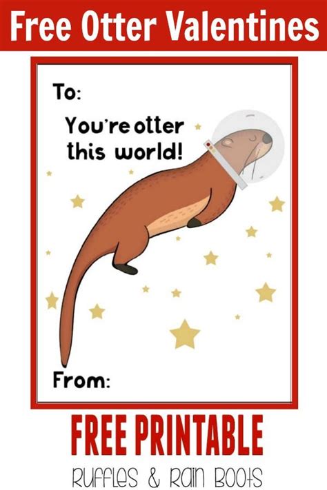 grab these free punny otter valentine s day cards otter valentines valentines puns