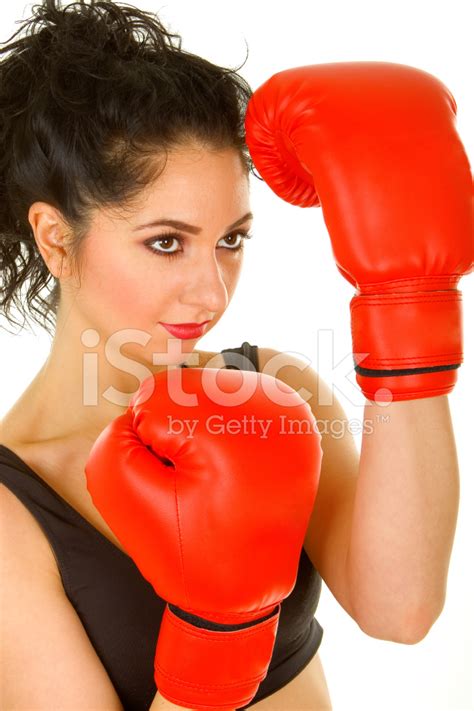Pretty Woman With Red Boxing Gloves Stock Photo Royalty Free Freeimages