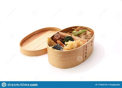 Japanese Styled Lunch In The Wooden Lunch Box Stock Photo Image Of