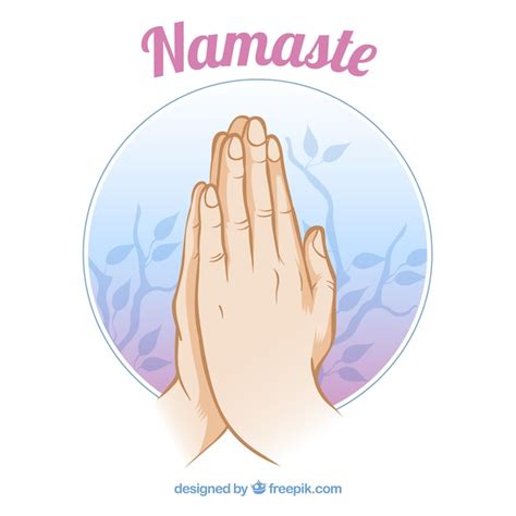 Namaste Gesture And Leaves Vector Free Download