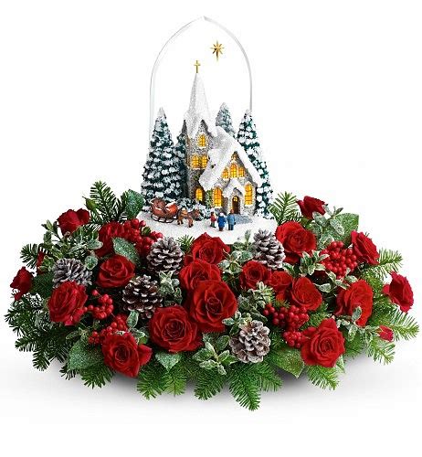 Thomas Kinkade Starry Night Holiday Centerpiece Flower