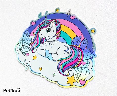 Holographic Unicorn Sticker Rainbow Unicorn Decal Vinyl Etsy