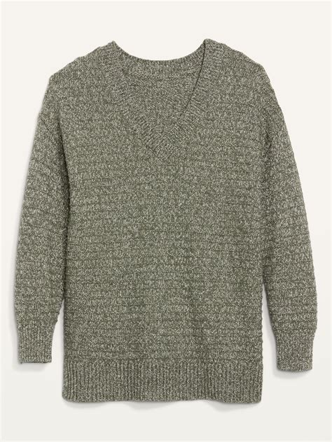 Long Sleeve Heathered Textured Knit Tunic Sweater For Women Old Navy