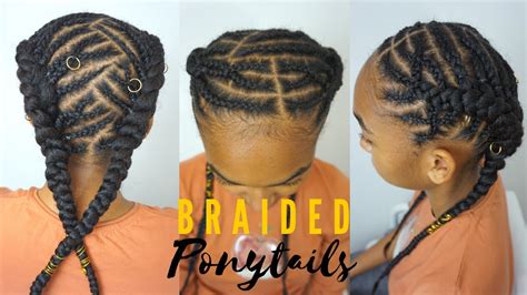 Two dutch braids into low ponytail hairstyles. GIRLS BRAIDED HAIRSTYLES | TWO PONYTAILS CORNROWS TUTORIAL ...