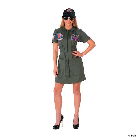 Reneecho Women Pilot Costume Top Gun Flight Dress Costume Sexy Army