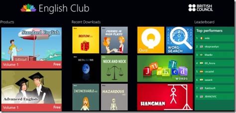 So you can try this english learning mobile app to improve your english skills faster. English Club: Windows 8 English Learning App
