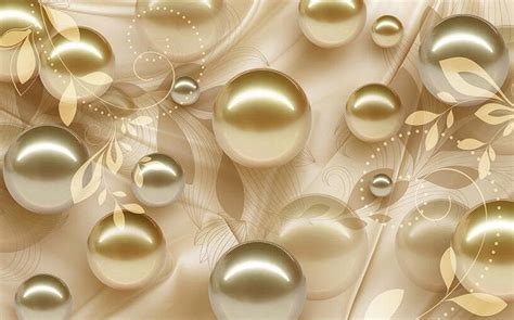 3d Gold Balls Pearls European Design Wallpaper For Walls