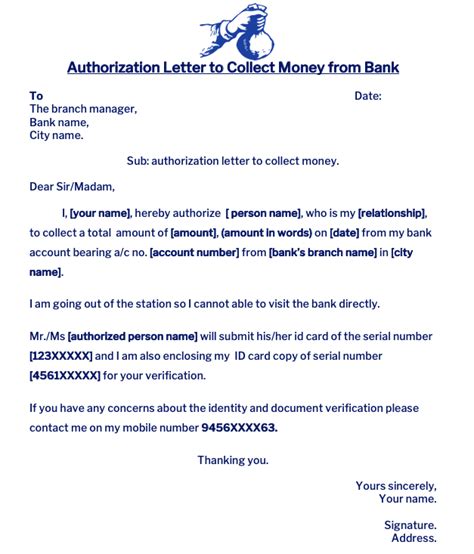 How To Write Authorization Letter To Bank On Behalf Templates