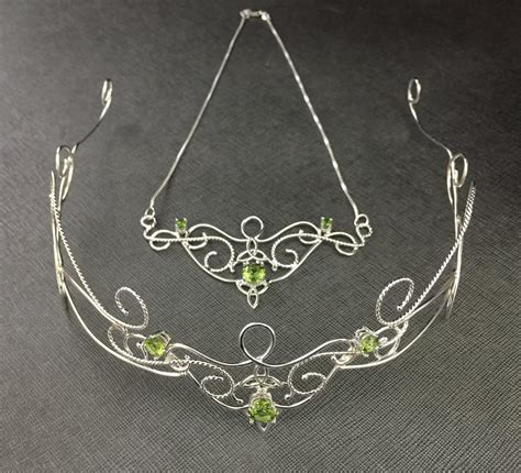 Elvish Wedding Tiara And Necklace Set Celtic Knot Bohohemian Circlet
