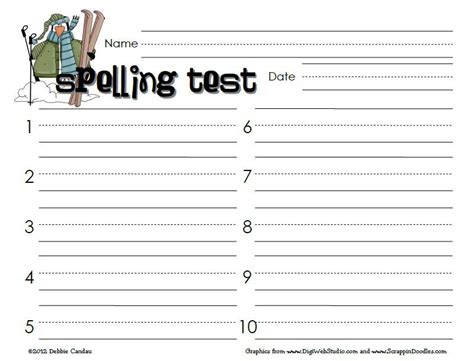 Sailing Through 1st Grade January 2012 Spelling Test Template