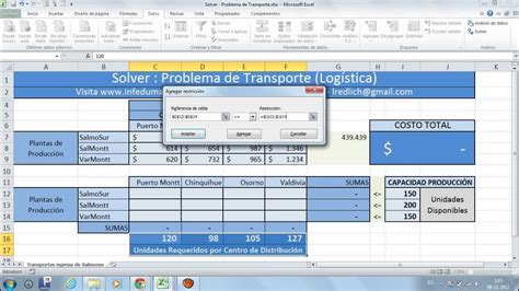 Cálculo De Costos De Envío Con Solver Excel 2010 Youtube