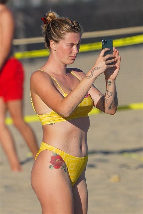 IRELAND BALDWIN In A Yellow Swimsuit On The Beach In Malibu HawtCelebs