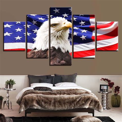 American Flag 11 Abstract 5 Panel Canvas Art Wall Decor Canvas Storm