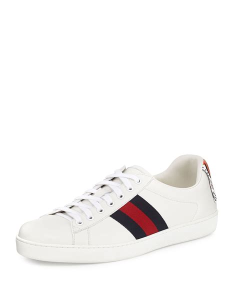 Gucci New Ace Hanging Tiger Leather Low Top Sneaker White Neiman Marcus