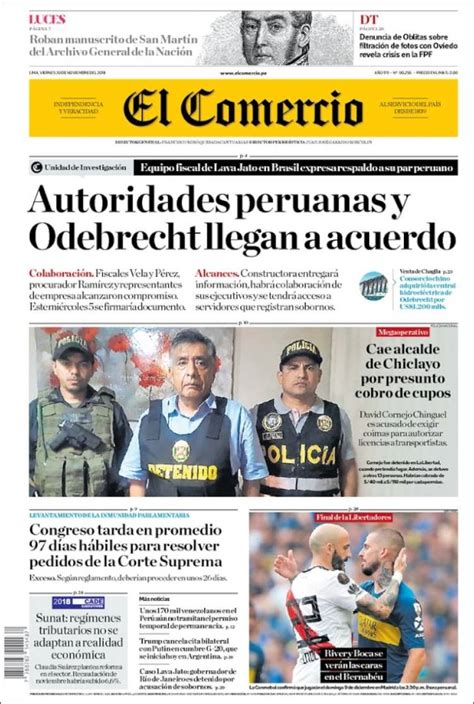 Recibe la más completa información todos los días de la semana. Portada Viernes 30 de Noviembre-El Comercio (Perú ...