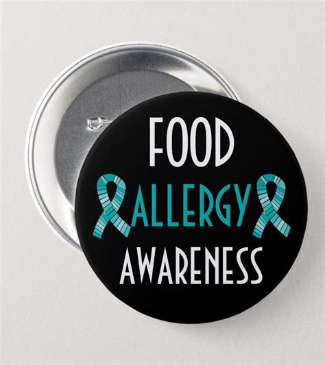 Allergy Awareness Teal Ribbon Button Food Allergies Awareness Allergy Awareness Food Allergies