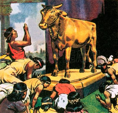 worship of the golden calf stock image look and learn