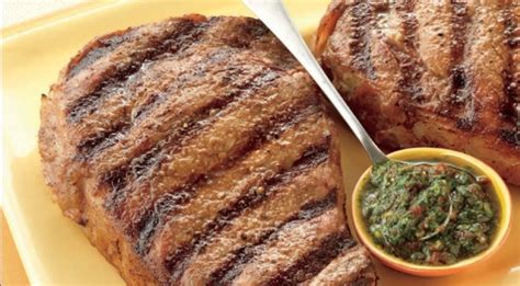 Master recipe for how to grill ribeye steak. Rib Eye Steaks with Tomato-Chimichurri Sauce | Weber.com