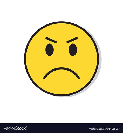 Yellow Sad Face Negative People Emotion Icon Vector Image