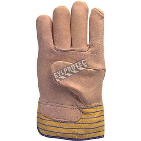 High Quality Cowhide And Cotton Knit Gloves With Knit Cuffs