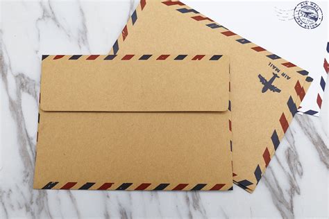 Kraft Airmail Wedding Envelope White Airpmail Envelopes Etsy