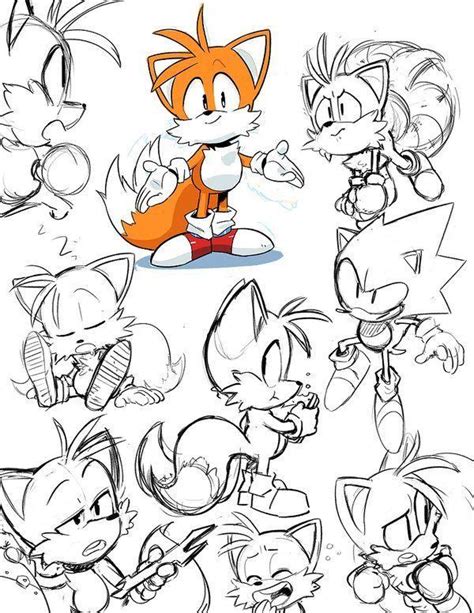 Tyson Hesses Various Sketches Of Tails And One Sonic