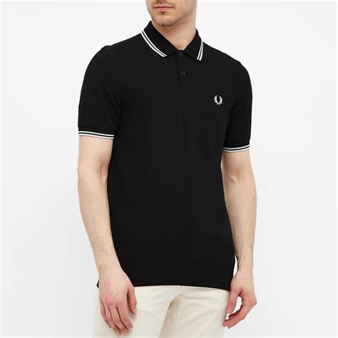 Fred Perry Slim Fit Twin Tipped Polo Black And Porcelain End Us