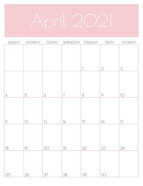 Cute And Free Printable April 2021 Calendar Saturdayt