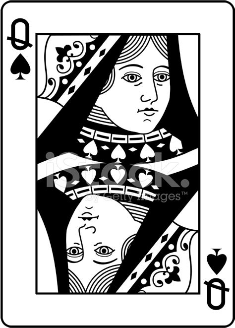 Queen Of Spades Black And White Head Stock Photo Royalty Free