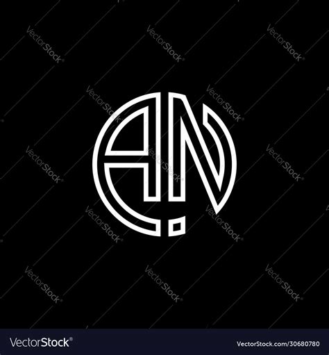 An Monogram Logo Circle Ribbon Style Outline Vector Image
