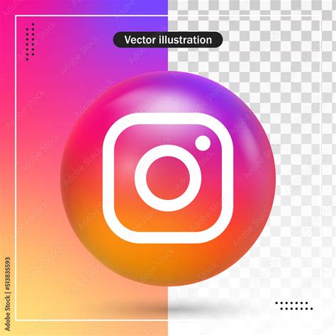 3d Instagram Logo Instagram Icon Instagram Circle Button Modern 3d