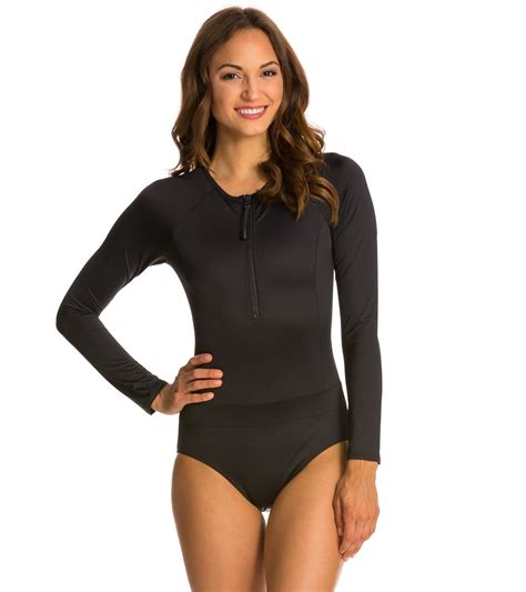 Spanx Long Sleeve Zip Front One Piece Swimsuit At Free