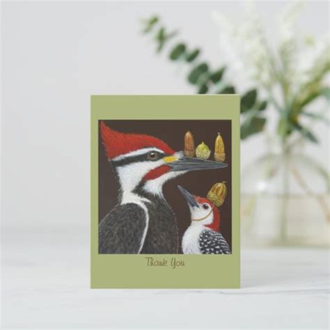 Flat Thank You Card With Woodpeckers Zazzle