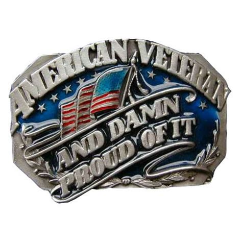 Lfa American Veteran And Damn Proud Of It Colored Novelty Belt Buckle