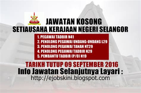 Sekiranya anda berminat untuk mengetahui lebih lanjut mengenai info jawatan kosong yang ditawarkan ini, sila klik pautan yang disediakan di bawah. Jawatan Kosong Kerajaan Negeri Selangor (SUK Selangor ...