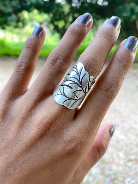 Sterling Silver Large Boho Statement Ring Handmade Nature Etsy