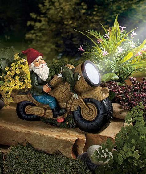 Kemeco led solar post light fixture. GNOME - Solar Powered Motorcycle Statue w/ 3 LED Light ...
