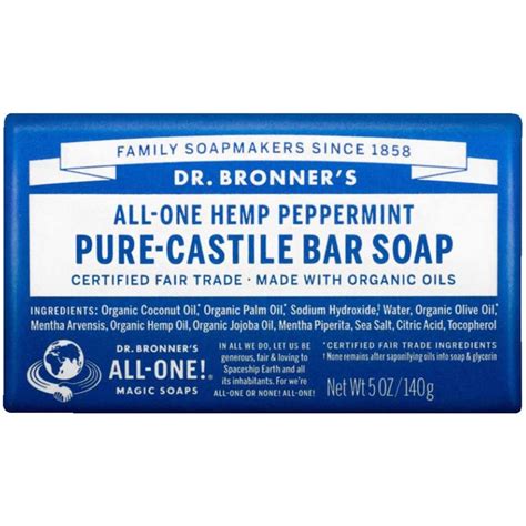 Dr Bronners Peppermint Soap Bar 140g Woolworths