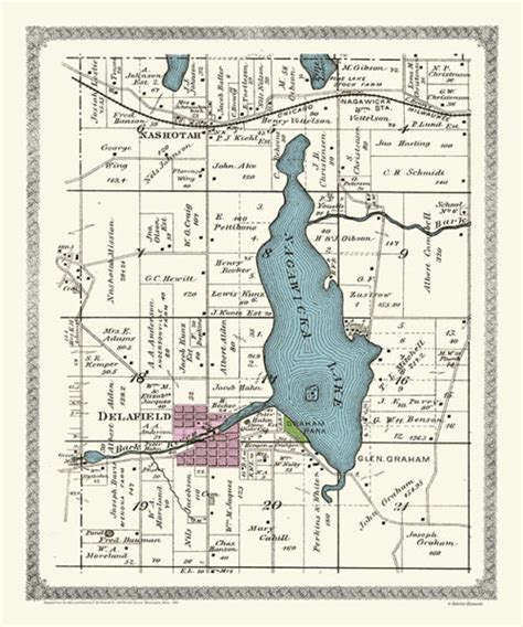 Plat Map Nagawicka Lake 1891 Interior Elements