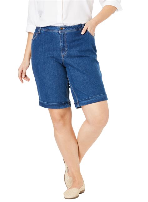 Woman Within Plus Size Stretch Jean Bermuda Short Shorts Walmart Com