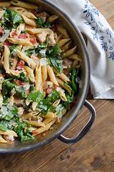 Getting dinner on the table on busy weeknights can be a challenge. Chicken and Spinach Skillet Pasta - Valerie's Kitchen