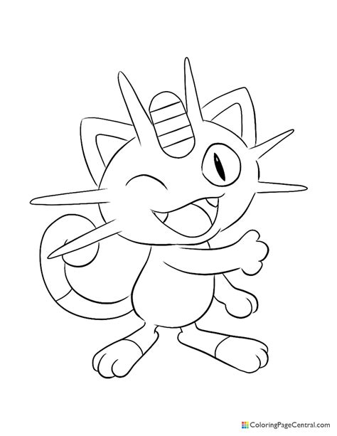 Pokemon Meowth 02 Coloring Page Coloring Page Central