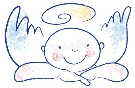 Baby Angel Leans On A Cloud Stock Vector Illustration Of Elegant